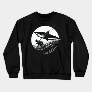 Spearfisher with Shark Crewneck Sweatshirt